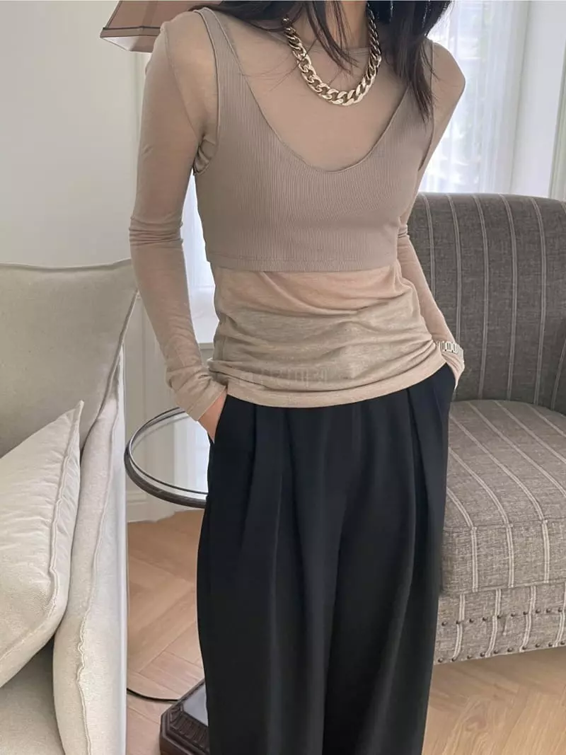 Lovemoment - Korean Women Fashion - #vintagekidsstyle - See Through Layered Set - 5