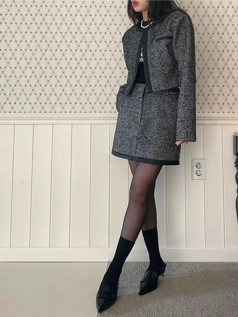 Lovemoment - Korean Women Fashion - #womensfashion - Herringbone Skirt - 2