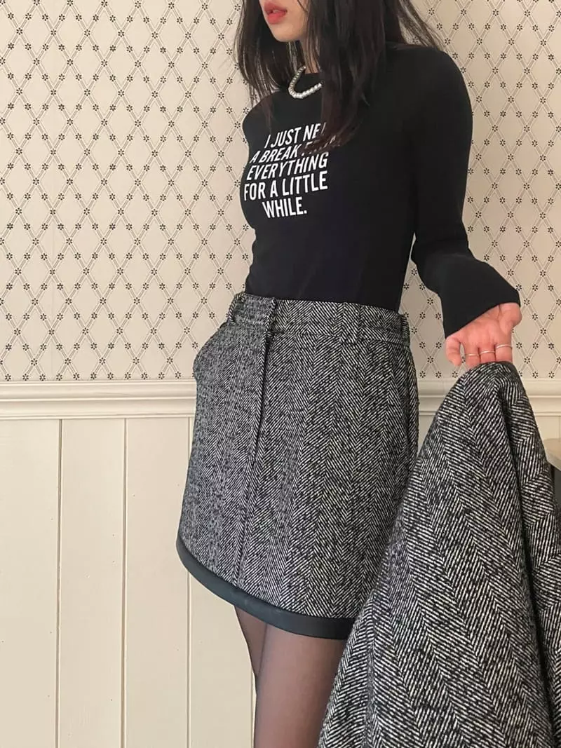 Lovemoment - Korean Women Fashion - #womensfashion - Herringbone SKirt - 7