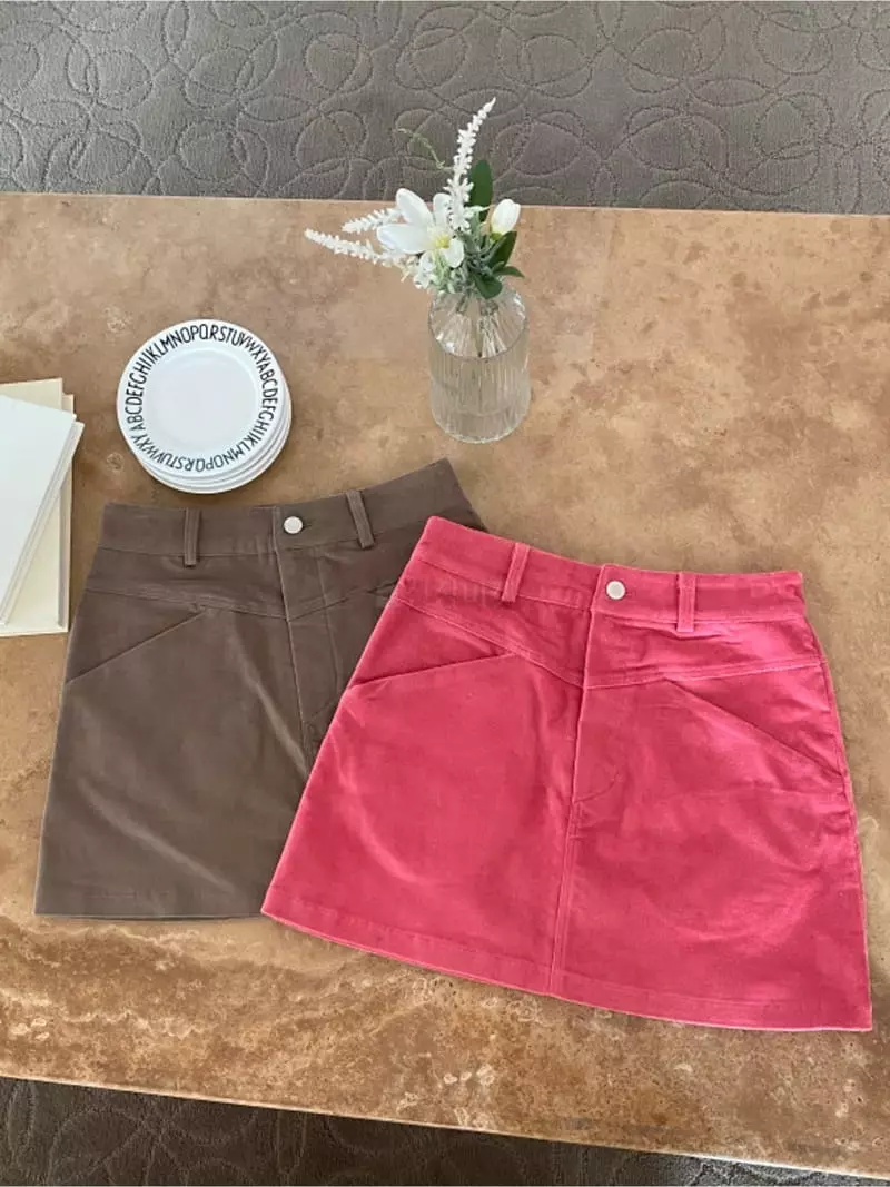 Lovemoment - Korean Women Fashion - #womensfashion - Rib Velvet Skirt