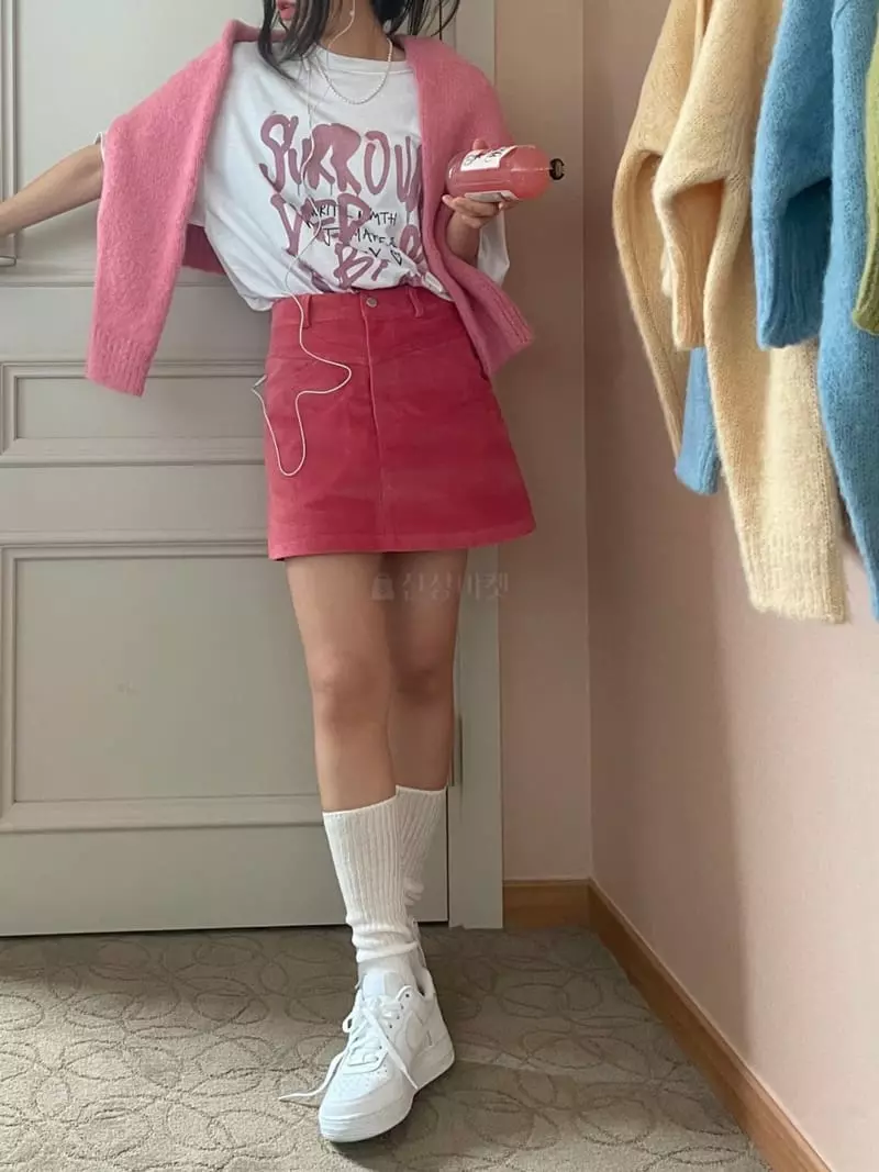 Lovemoment - Korean Women Fashion - #womensfashion - Rib Velvet Skirt - 3