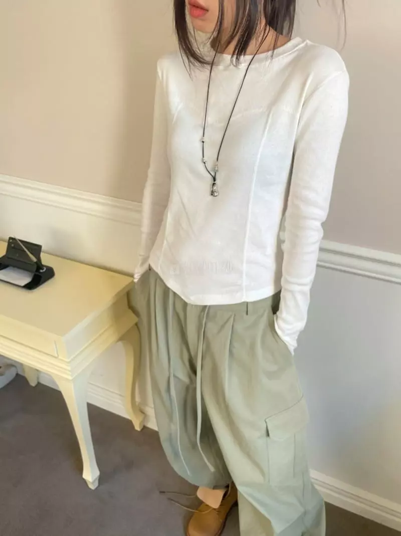 Lovemoment - Korean Women Fashion - #momslook - Stitch Line Tee - 4