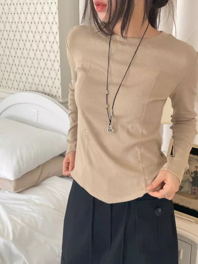 Lovemoment - Korean Women Fashion - #womensfashion - Stitch Rib tee