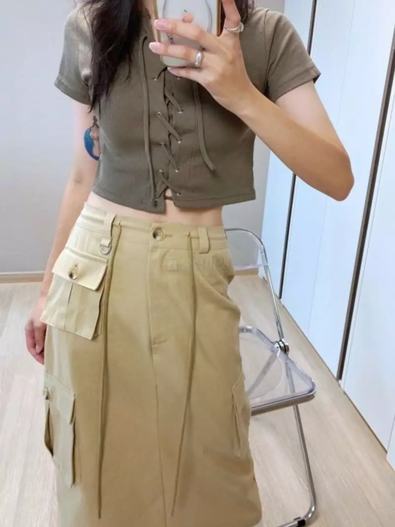 Lovemoment - Korean Women Fashion - #womensfashion - Vents Cargo Skirt - 8