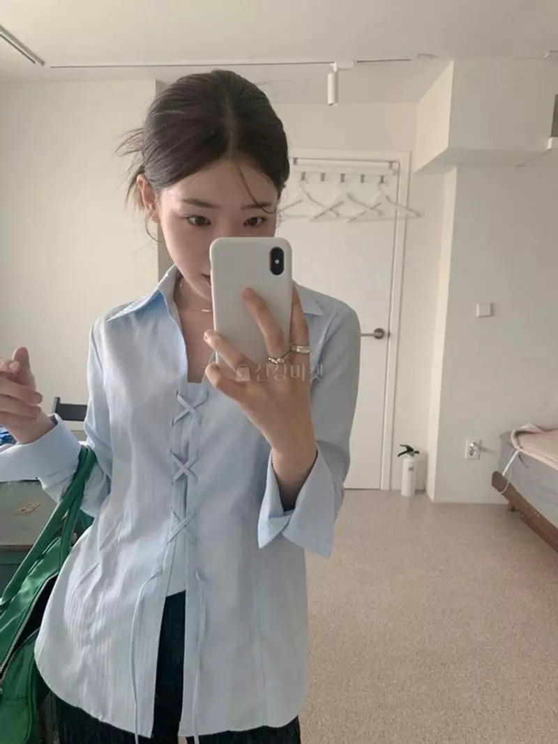 Lovemoment - Korean Women Fashion - #womensfashion - Eyelet Shirt