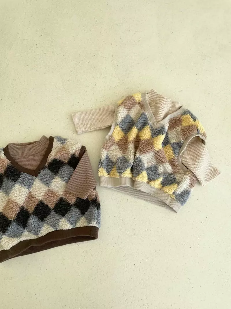 Lovin - Korean Children Fashion - #discoveringself - Argyle Vest - 6