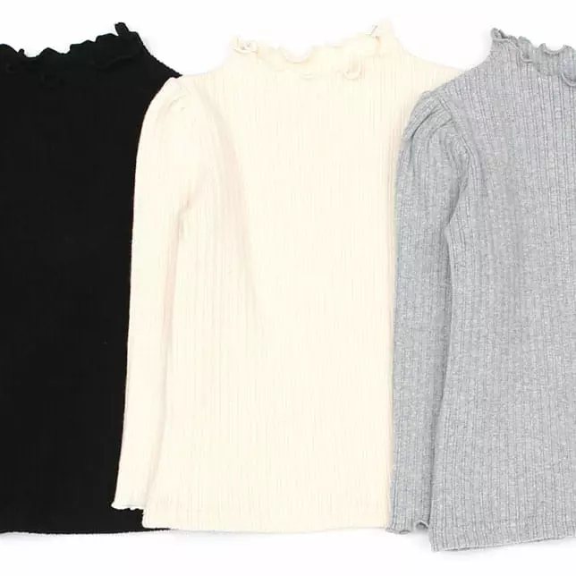Lydia - Korean Children Fashion - #discoveringself - Alice Rib Turtleneck Tee