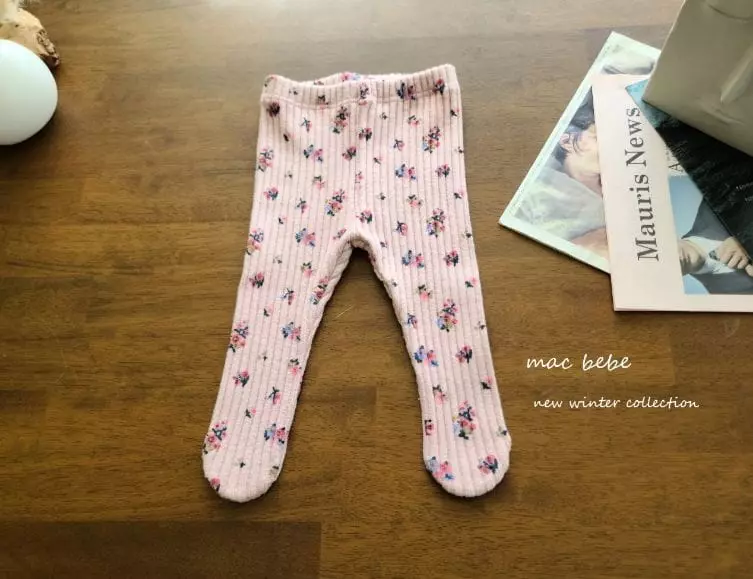 Mac - Korean Baby Fashion - #babyboutique - Bebe Rib Flower Leggings - 6