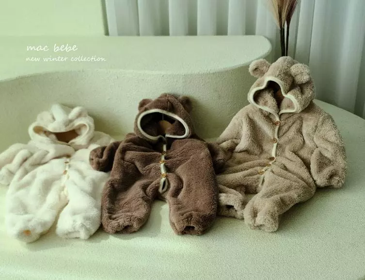 Mac - Korean Baby Fashion - #babyboutique - Bear Hoody All In One Overalls