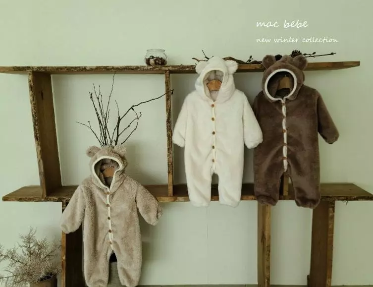 Mac - Korean Baby Fashion - #babyboutiqueclothing - Bear Hoody All In One Overalls - 2