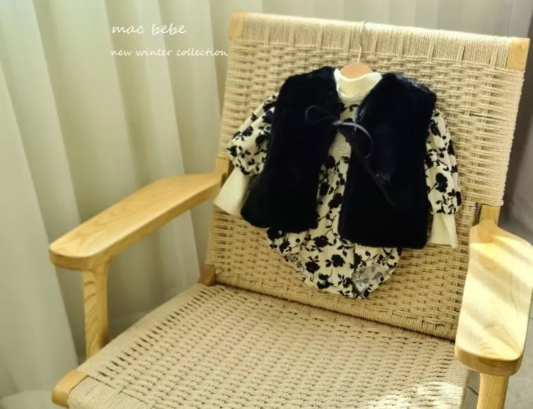 Mac - Korean Baby Fashion - #babygirlfashion - Black Flower Bodysuit - 7