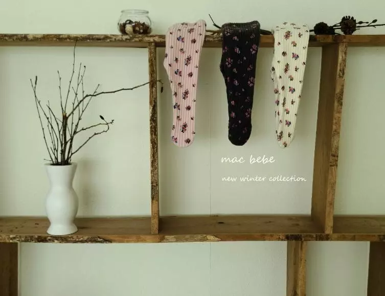 Mac - Korean Baby Fashion - #babyoutfit - Bebe Rib Flower Leggings