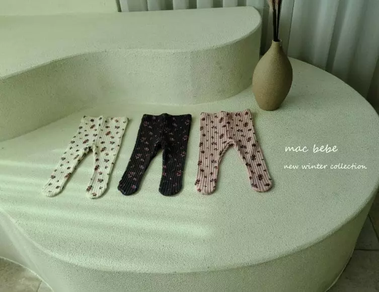 Mac - Korean Baby Fashion - #babywear - Bebe Rib Flower Leggings - 2