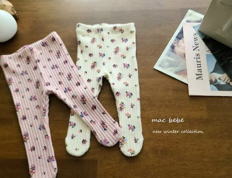 Mac - Korean Baby Fashion - #onlinebabyboutique - Bebe Rib Flower Leggings - 4