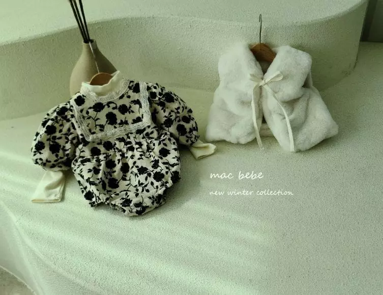 Mac - Korean Baby Fashion - #smilingbaby - Black Flower Bodysuit