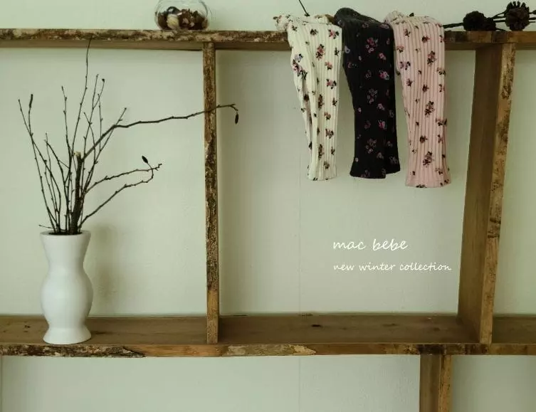 Mac - Korean Children Fashion - #magicofchildhood - Rib Flower Leggings - 2