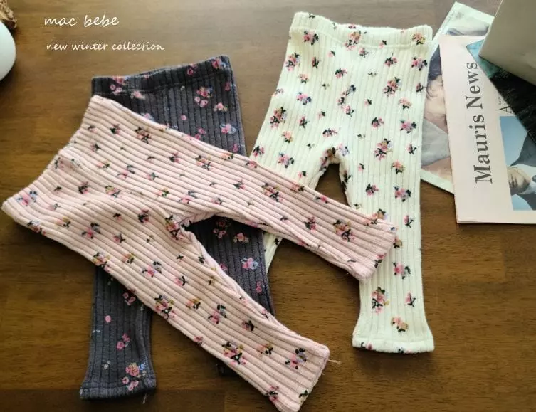 Mac - Korean Children Fashion - #minifashionista - Rib Flower Leggings - 3