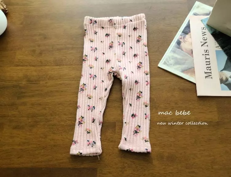 Mac - Korean Children Fashion - #minifashionista - Rib Flower Leggings - 4