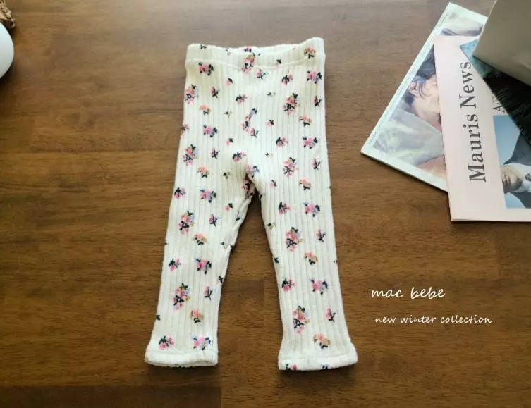 Mac - Korean Children Fashion - #todddlerfashion - Rib Flower Leggings - 5