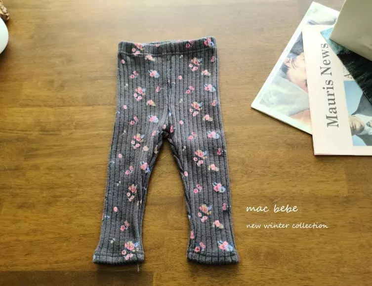 Mac - Korean Children Fashion - #toddlerclothing - Rib Flower Leggings - 6