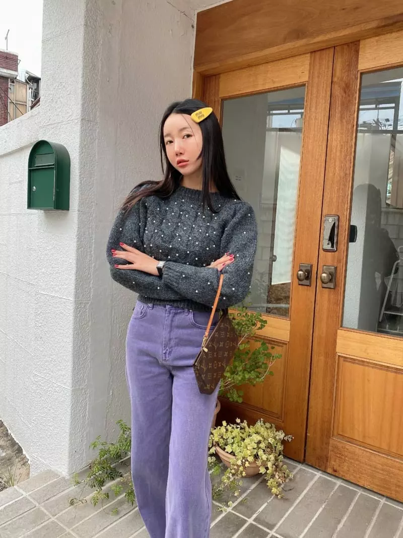 Made - Korean Women Fashion - #momslook - Pearl Knit Tee