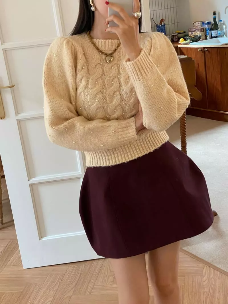 Made - Korean Women Fashion - #momslook - Pearl Knit Tee - 5