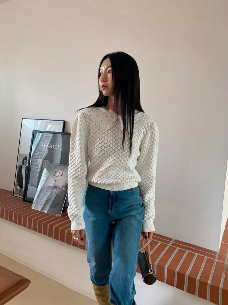 Made - Korean Women Fashion - #momslook - Lace Knit Tee