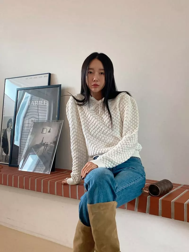 Made - Korean Women Fashion - #momslook - Lace Knit Tee - 12