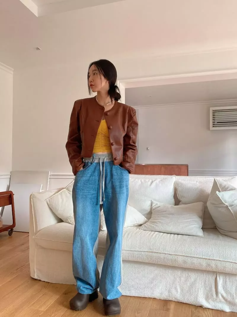 Made - Korean Women Fashion - #restrostyle - Feed Leather Jacket