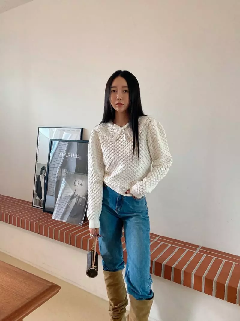 Made - Korean Women Fashion - #romanticstyle - Lace Knit Tee - 8