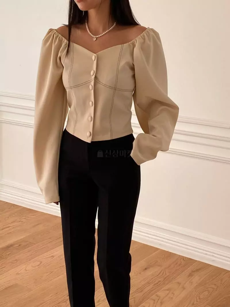 Made - Korean Women Fashion - #romanticstyle - Line Blouse - 5