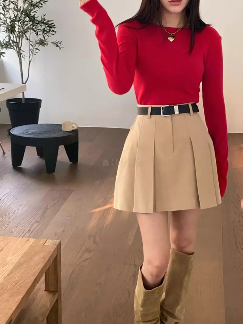 Made - Korean Women Fashion - #thatsdarling - Neck Tee - 5