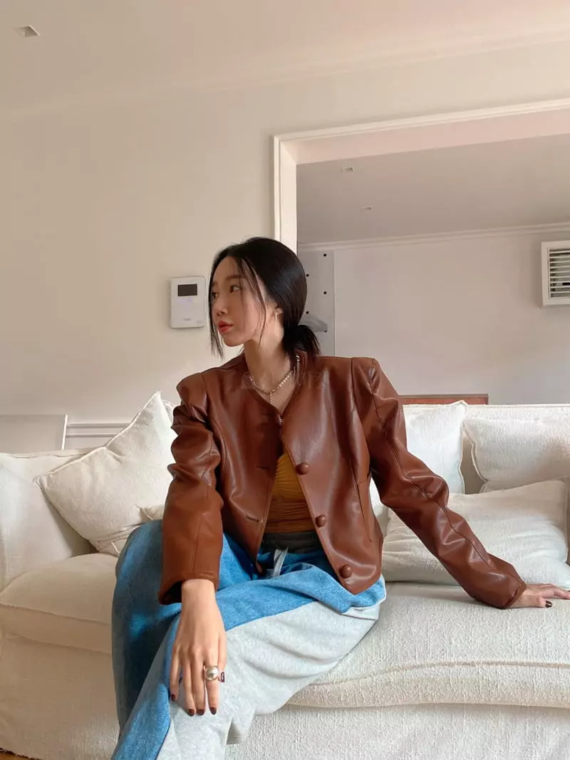Made - Korean Women Fashion - #shopsmall - Feed Leather Jacket - 4