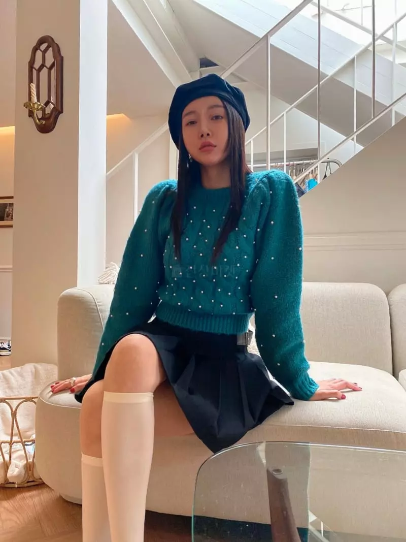 Made - Korean Women Fashion - #vintageinspired - Pearl Knit Tee - 11
