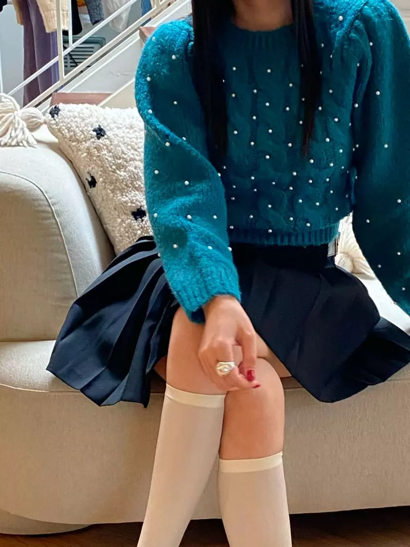 Made - Korean Women Fashion - #vintagekidsstyle - Pearl Knit Tee - 12