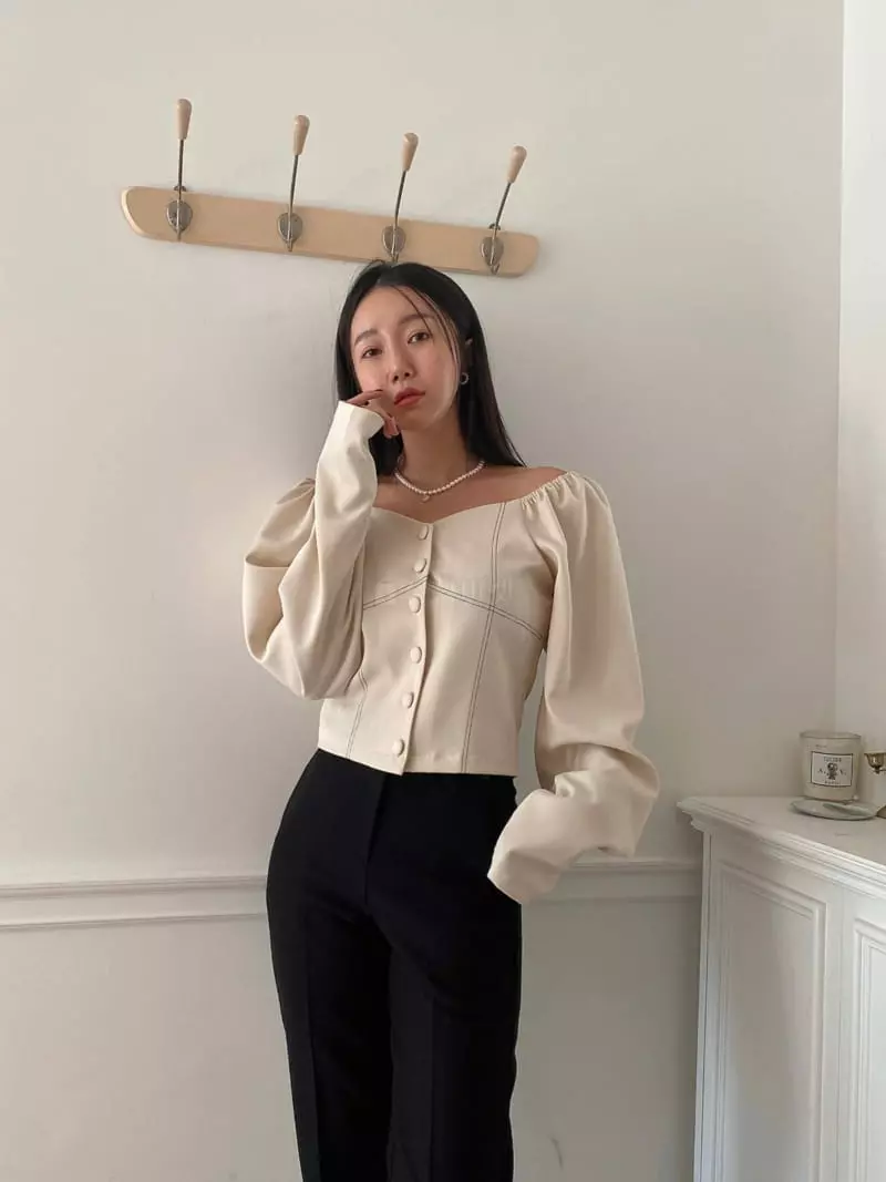 Made - Korean Women Fashion - #vintagekidsstyle - Line Blouse - 2