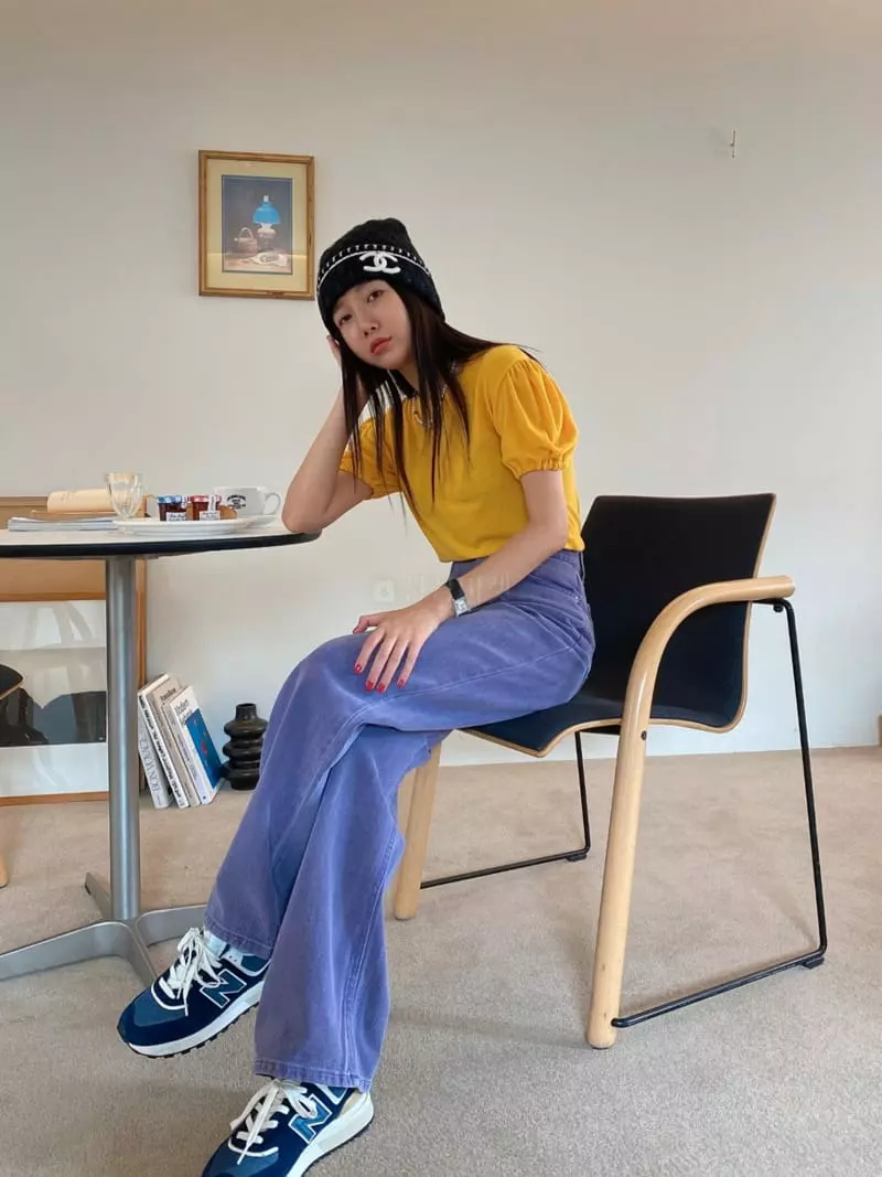 Made - Korean Women Fashion - #momslook - Purple Jeans - 4