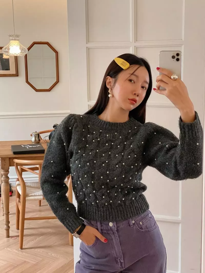 Made - Korean Women Fashion - #womensfashion - Pearl Knit Tee - 2