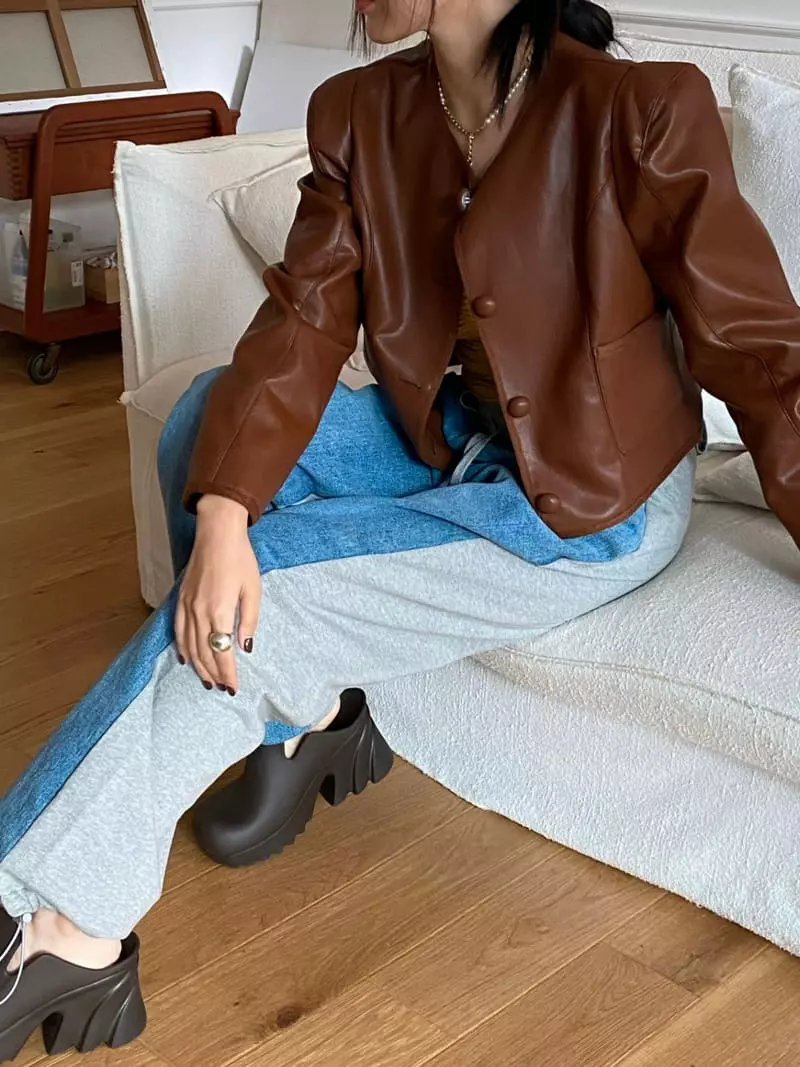 Made - Korean Women Fashion - #womensfashion - Feed Leather Jacket - 11