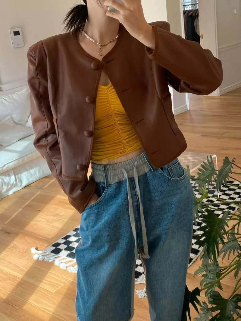 Made - Korean Women Fashion - #womensfashion - Feed Leather Jacket - 7
