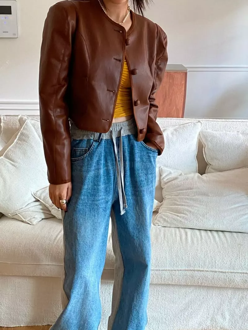 Made - Korean Women Fashion - #womensfashion - Feed Leather Jacket - 9