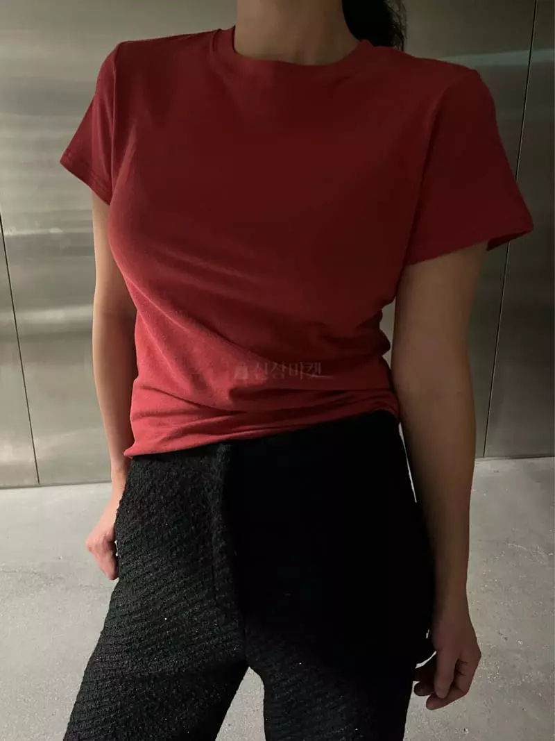 Maint - Korean Women Fashion - #momslook - Peach Slim Tee - 5