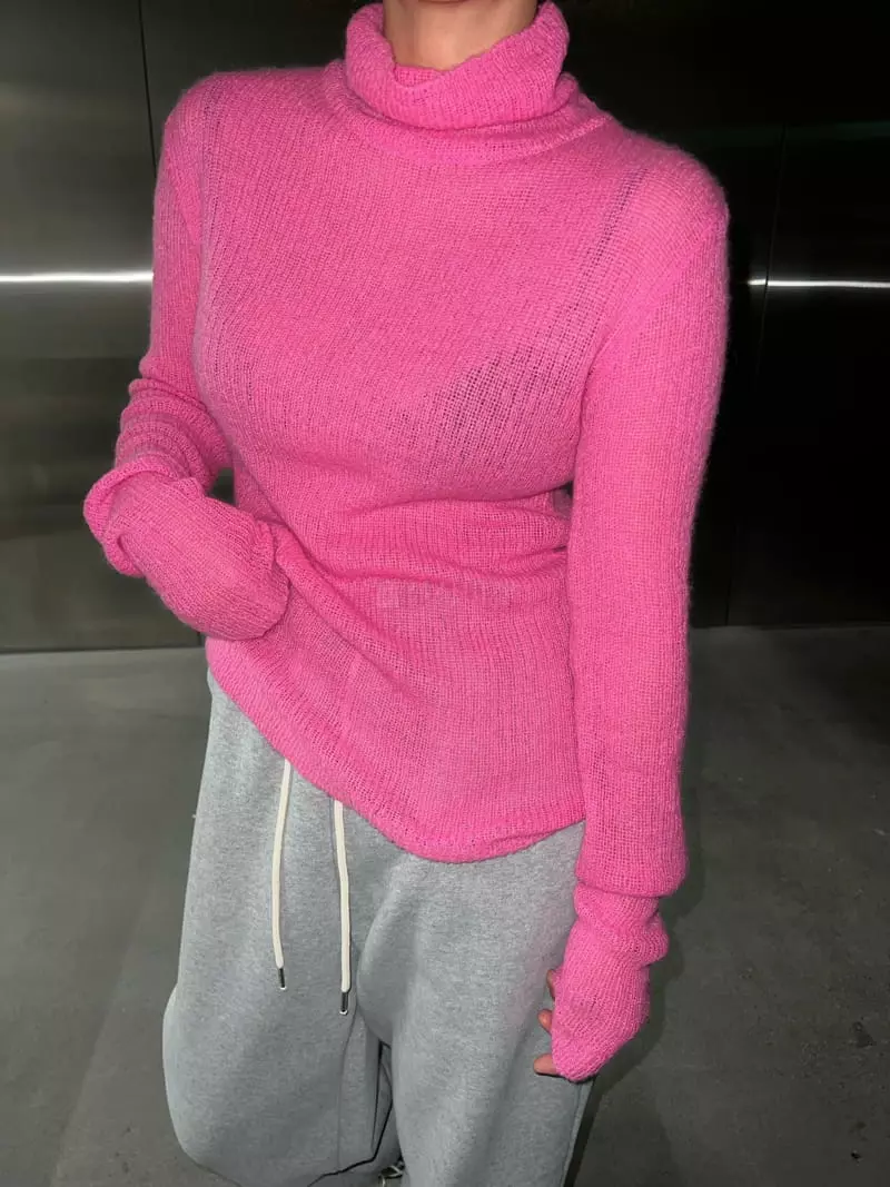 Maint - Korean Women Fashion - #momslook - Mo Hair Turtleneck Tee