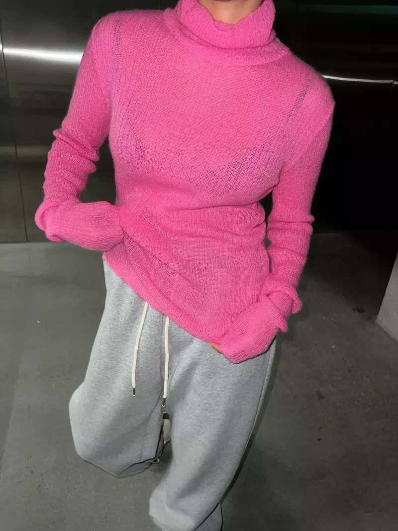Maint - Korean Women Fashion - #momslook - Mo Hair Turtleneck Tee - 3