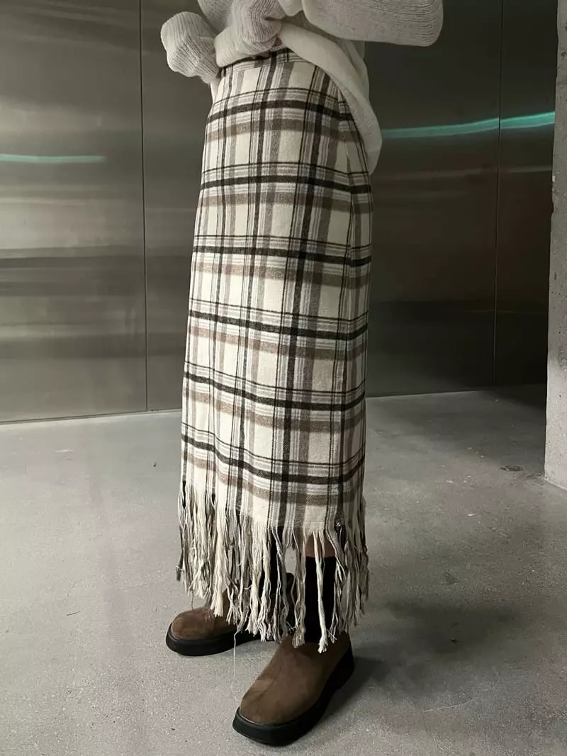 Maint - Korean Women Fashion - #momslook - Quilting Check Skirt