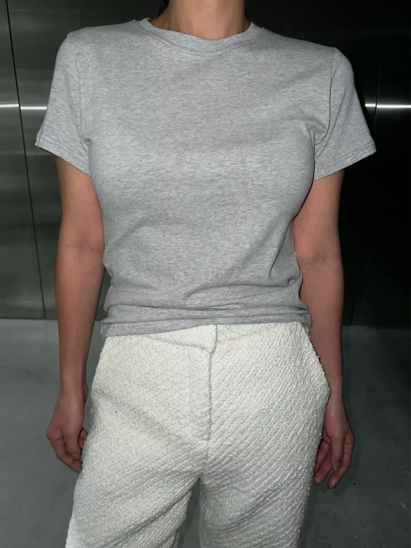 Maint - Korean Women Fashion - #momslook - Peach Slim Tee - 4