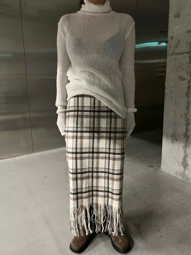 Maint - Korean Women Fashion - #womensfashion - Quilting Check Skirt - 2