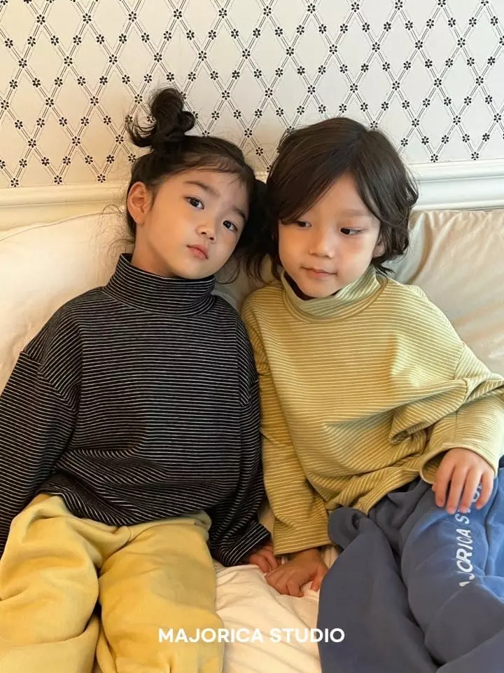 Majorica - Korean Children Fashion - #childrensboutique - Stripes Half Turtleneck Tee - 2