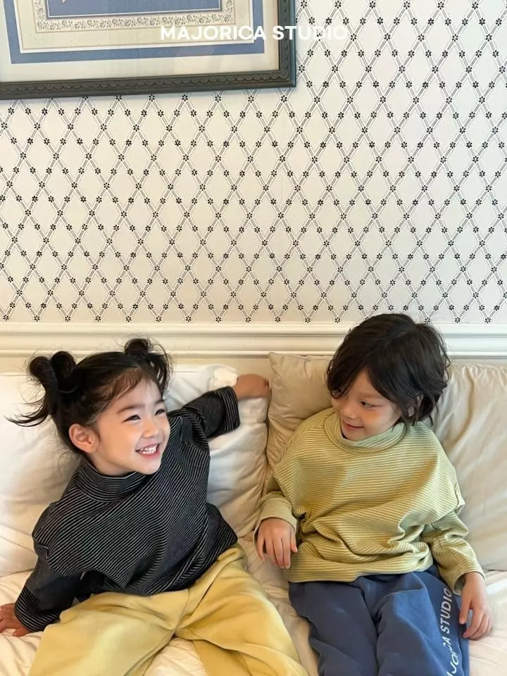 Majorica - Korean Children Fashion - #designkidswear - Stripes Half Turtleneck Tee - 4