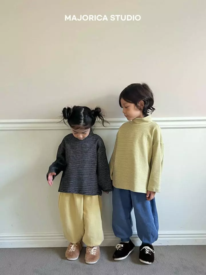 Majorica - Korean Children Fashion - #kidsstore - Stripes Half Turtleneck Tee - 7